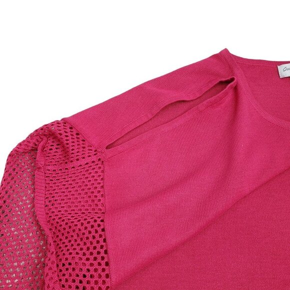 Pink Knit Women's Top with shoulder cutouts - Picture 3 of 9